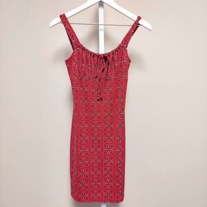 Finesse Red Bandana Print Babydoll Milkmaid Mini Dress Sleeveless USA S 90s Y2K